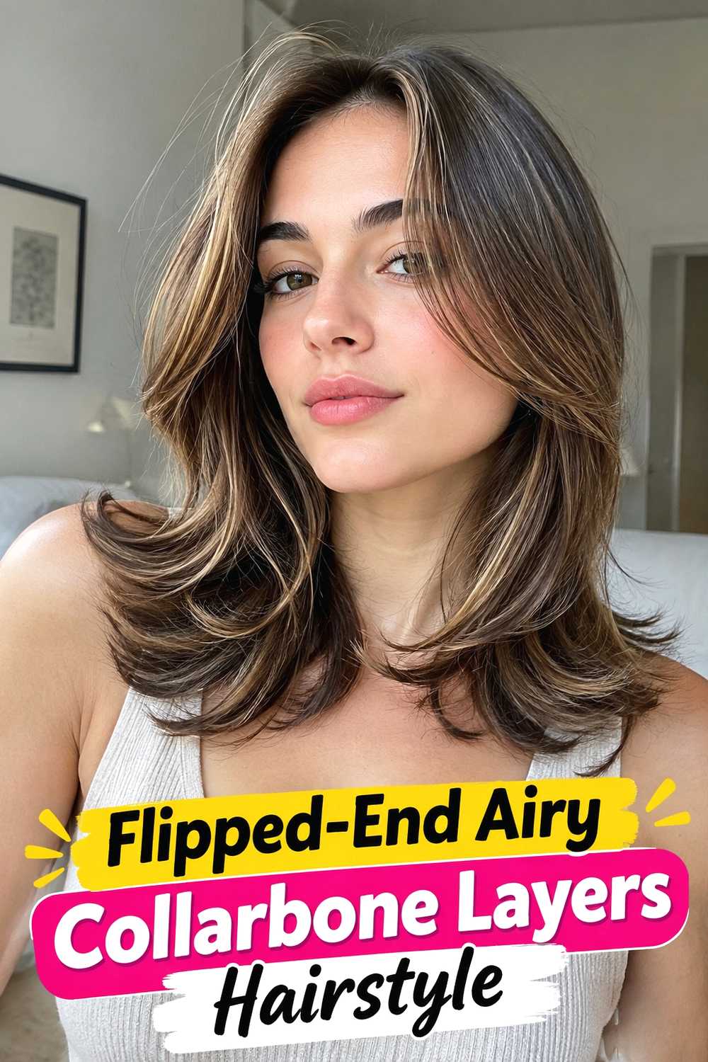 11. Flipped End Airy Collarbone Layers Hairstyle