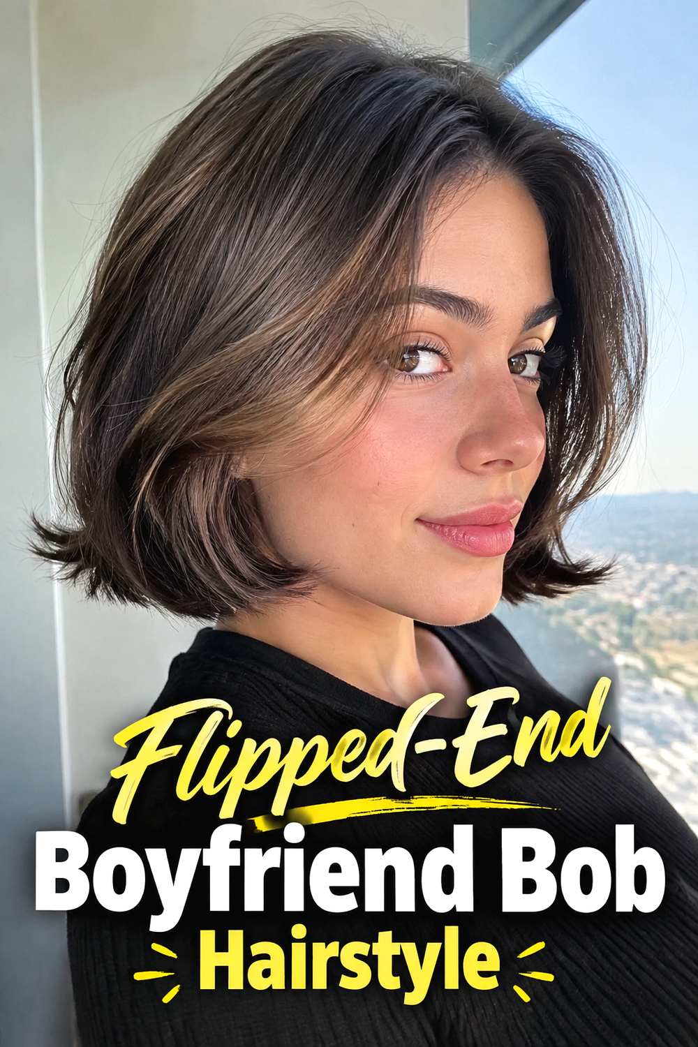 Flipped-End Boyfriend Bob Hairstyle
