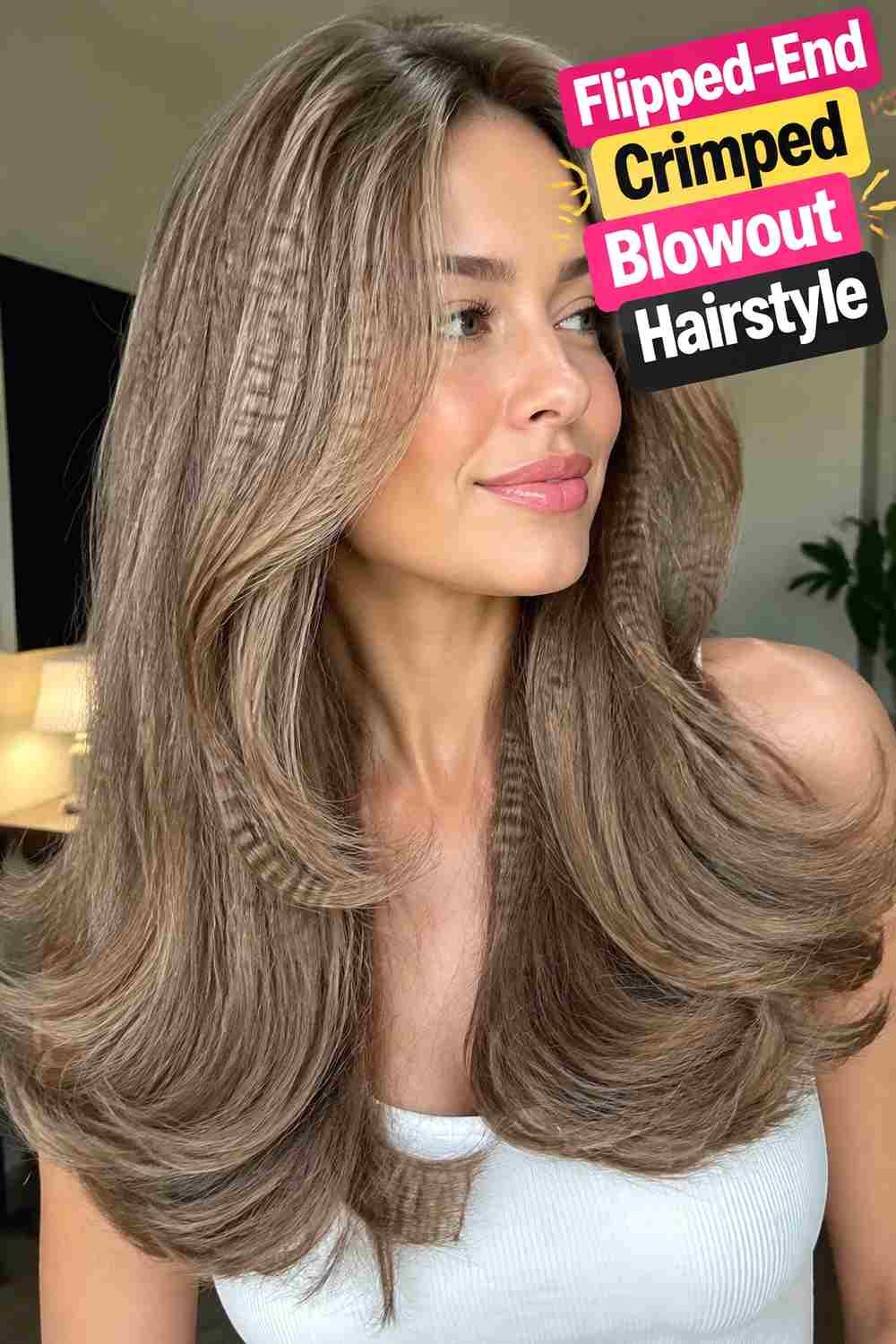 4. Flipped End Crimped Blowout Hairstyle