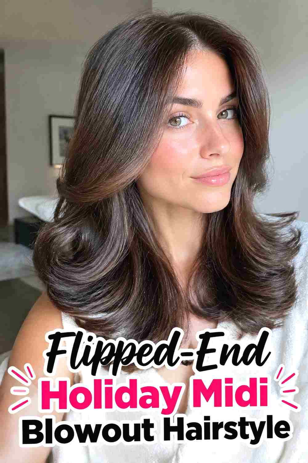 4. Flipped End Holiday Midi Blowout Hairstyle