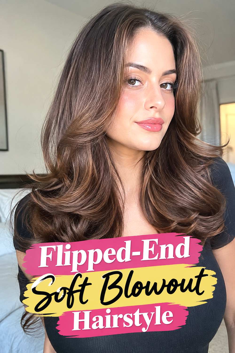 Flipped-End Soft Blowout Hairstyle