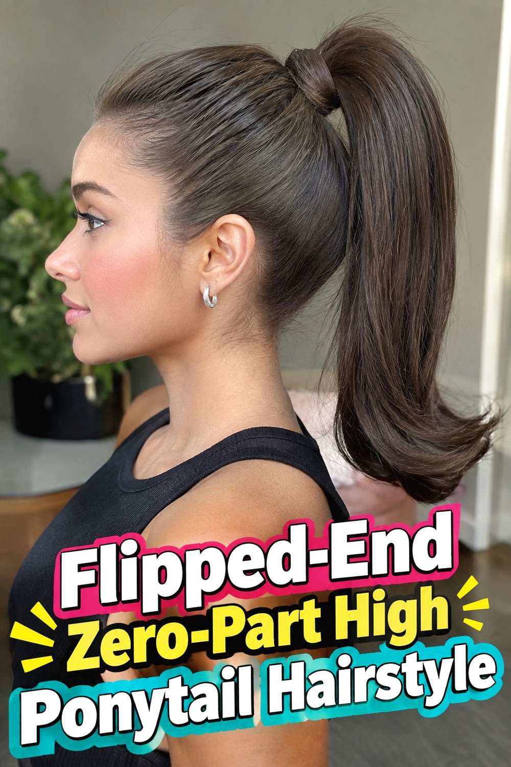 9. Flipped End Zero Part High Ponytail Hairstyle