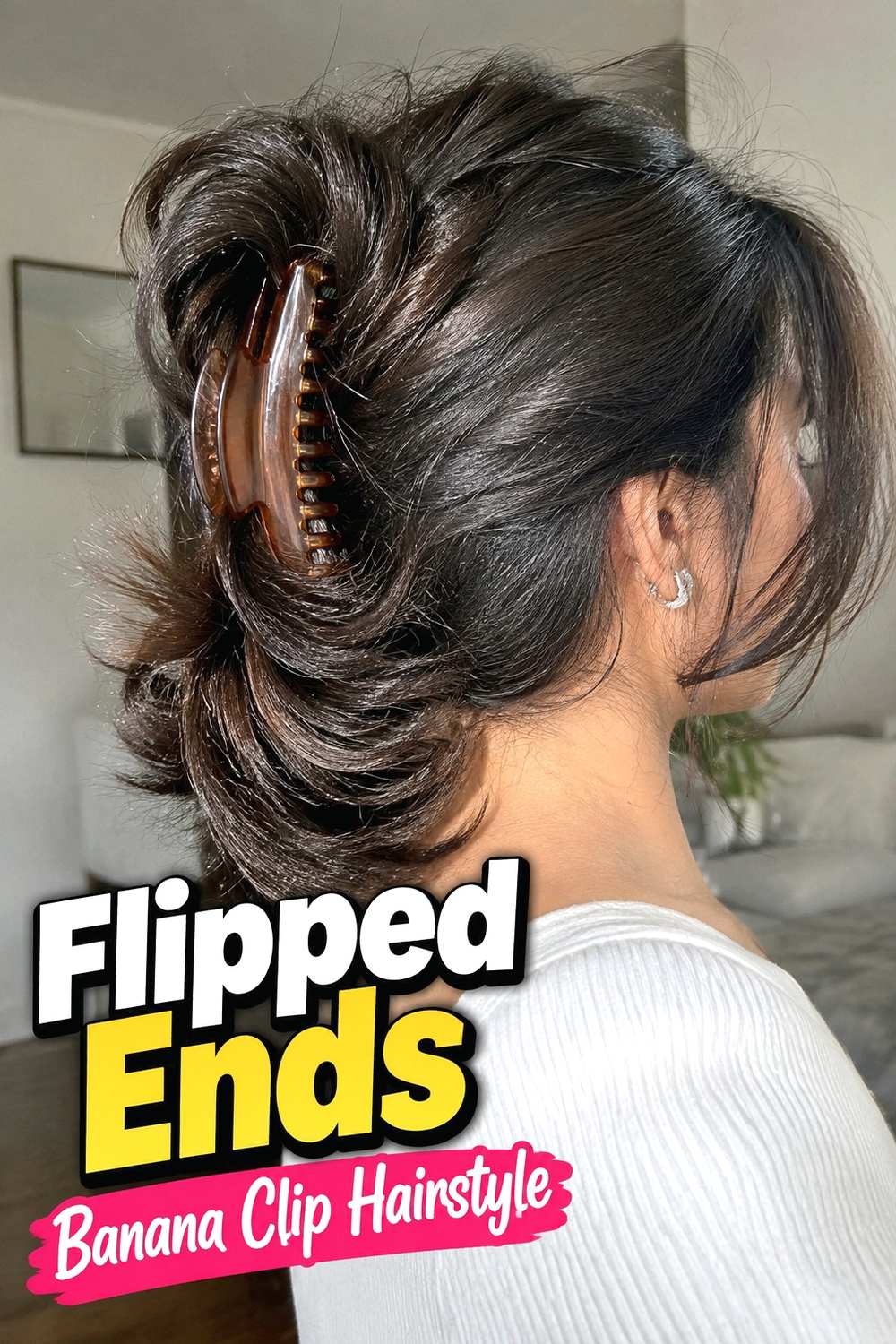 11. Flipped Ends Banana Clip Hairstyle