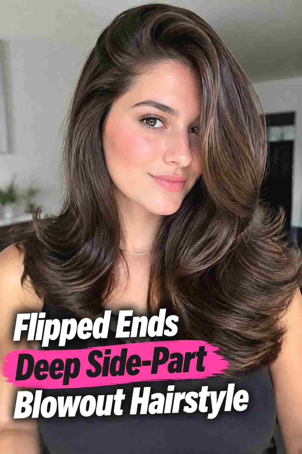 7. Flipped Ends Deep Side Part Blowout Hairstyle
