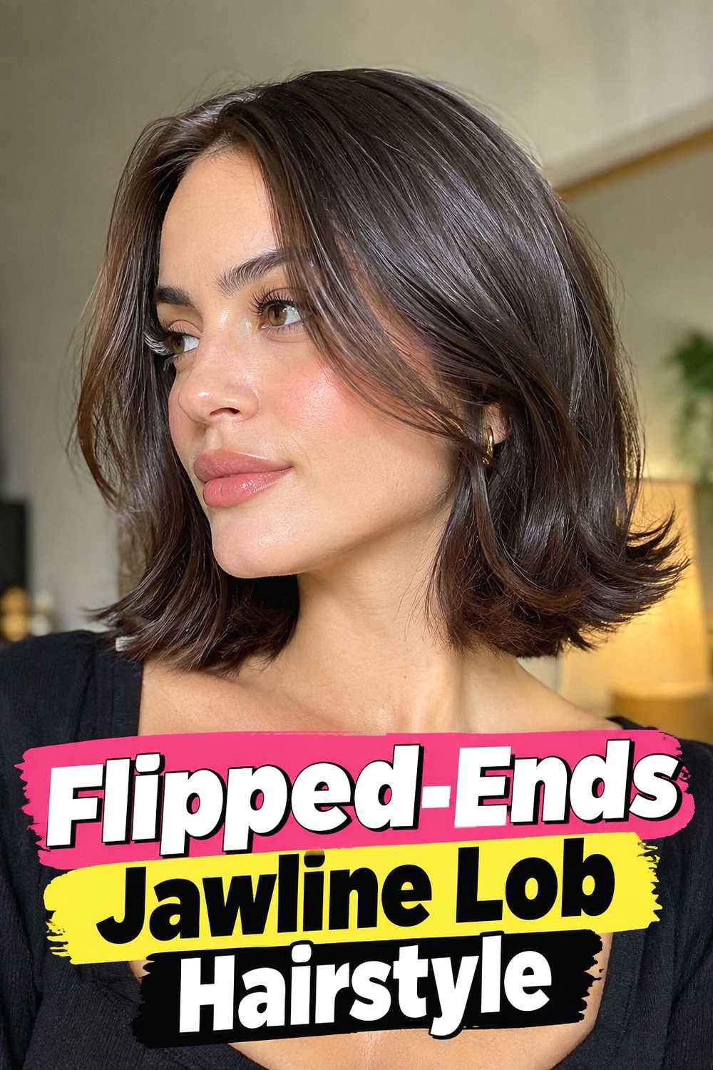12. Flipped Ends Jawline Lob Hairstyle