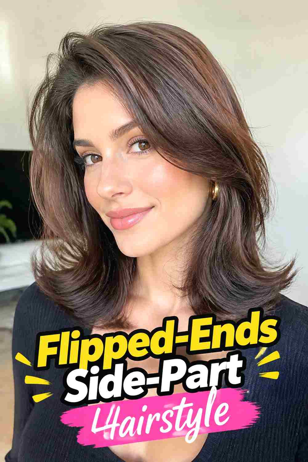 3. Flipped Ends Side Part Hairstyle
