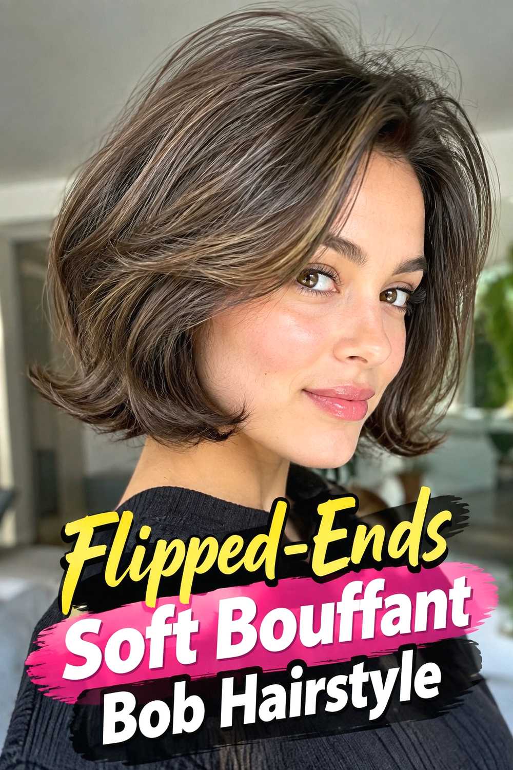 9. Flipped Ends Soft Bouffant Bob Hairstyle
