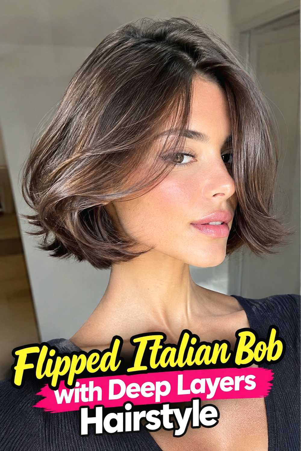 13. Flipped Italian Bob With Deep Layers Hairstyle
