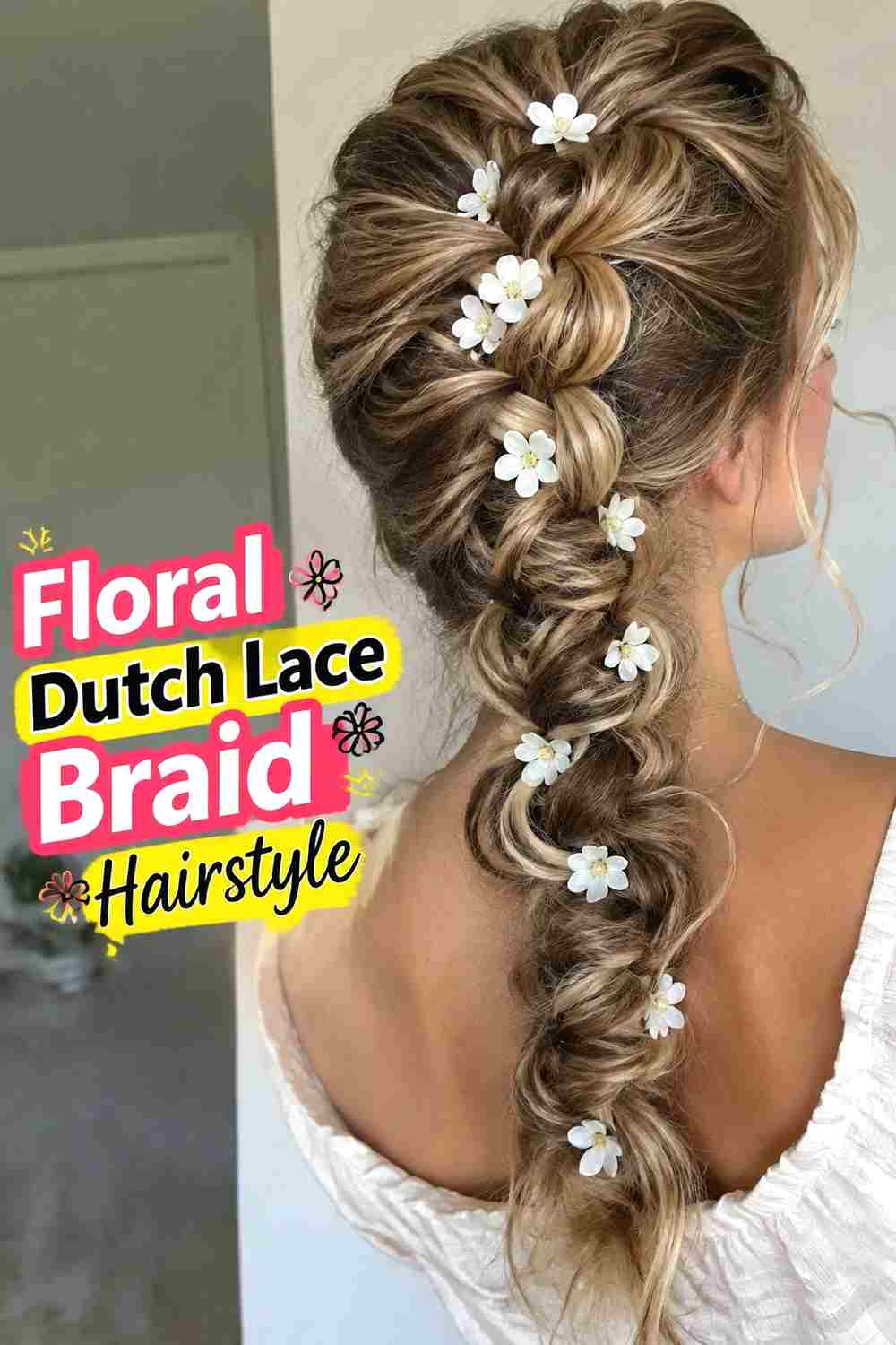 13. Floral Dutch Lace Braid Hairstyle