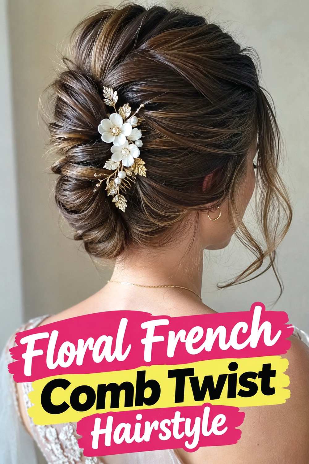 15. Floral French Comb Twist Hairstyle