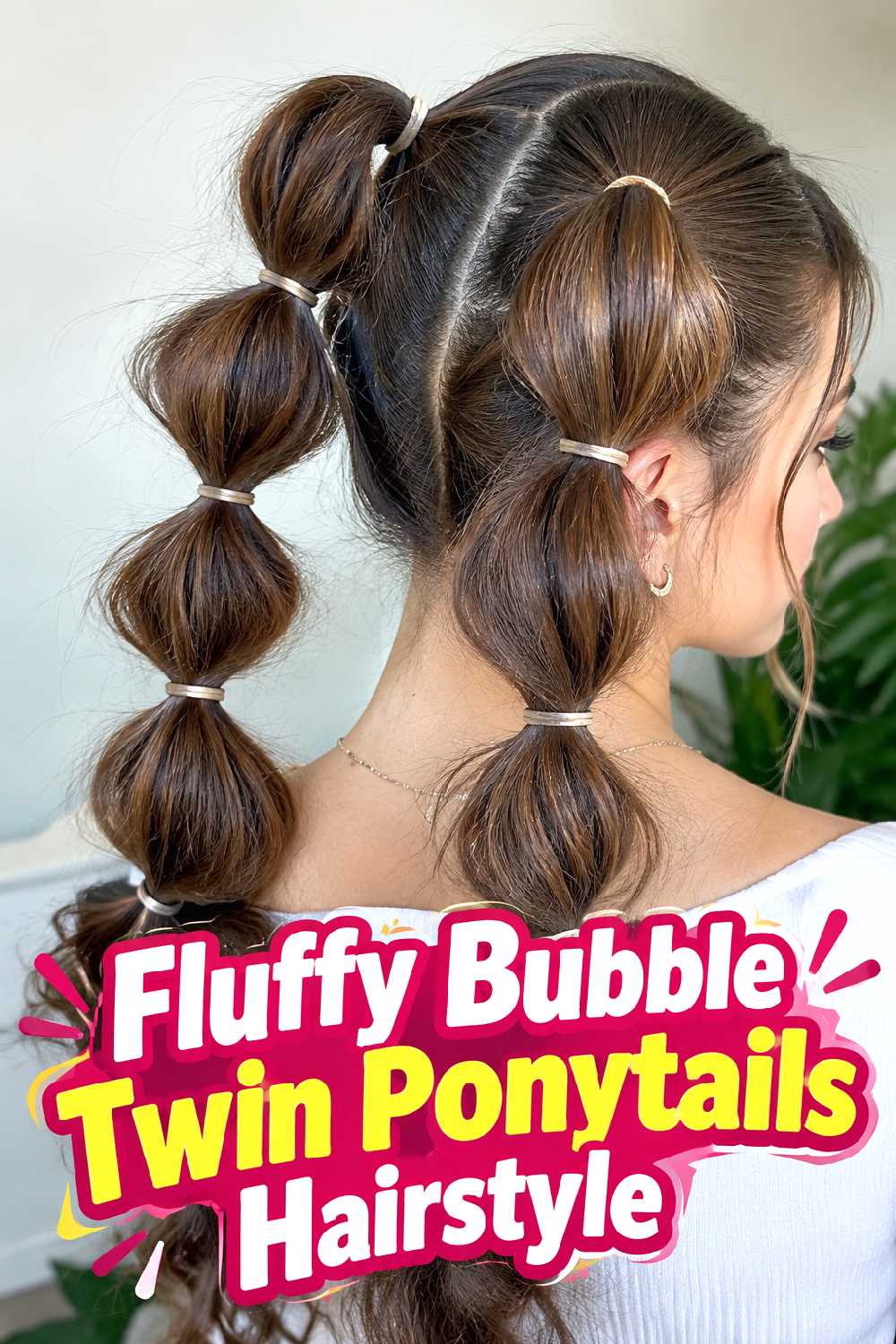 Fluffy Bubble Twin Ponytails Hairstyle