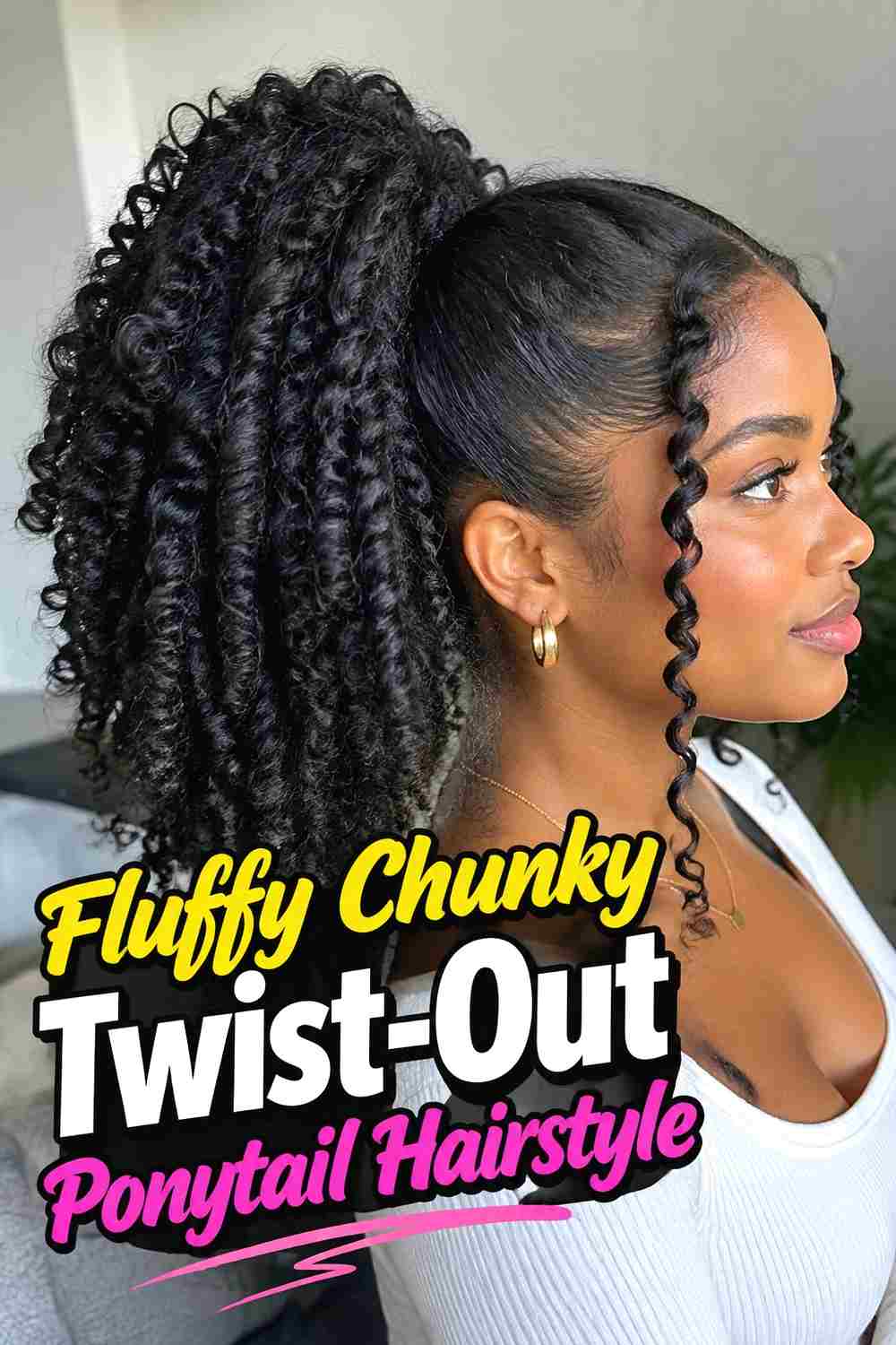 9. Fluffy Chunky Twist Out Ponytail Hairstyle