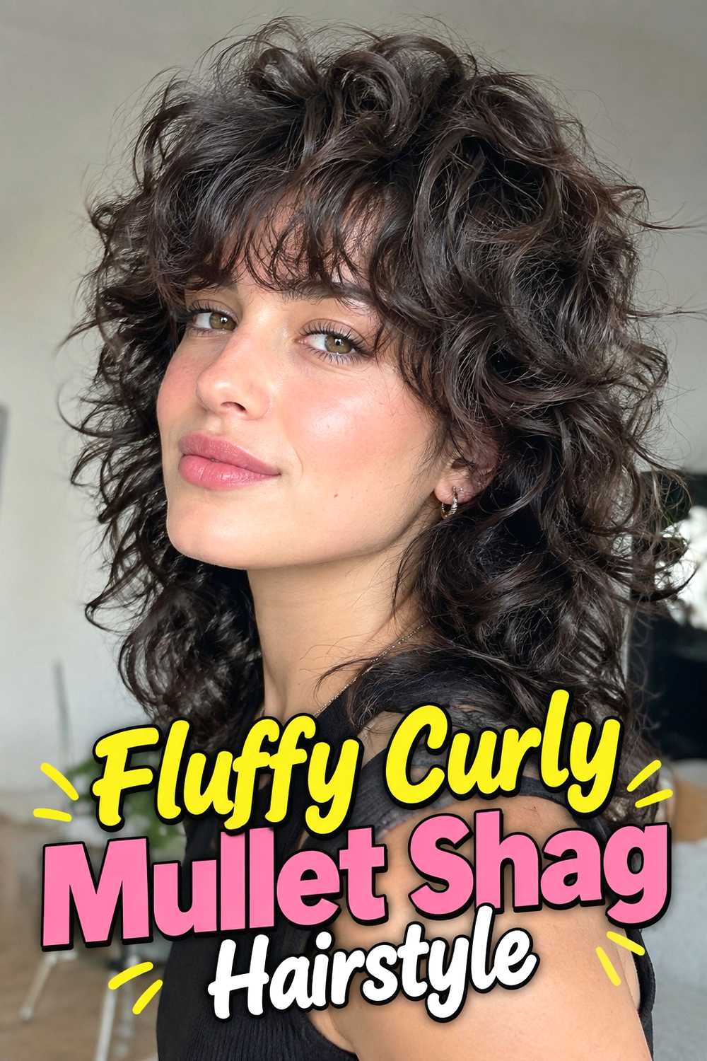 10. Fluffy Curly Mullet Shag Hairstyle