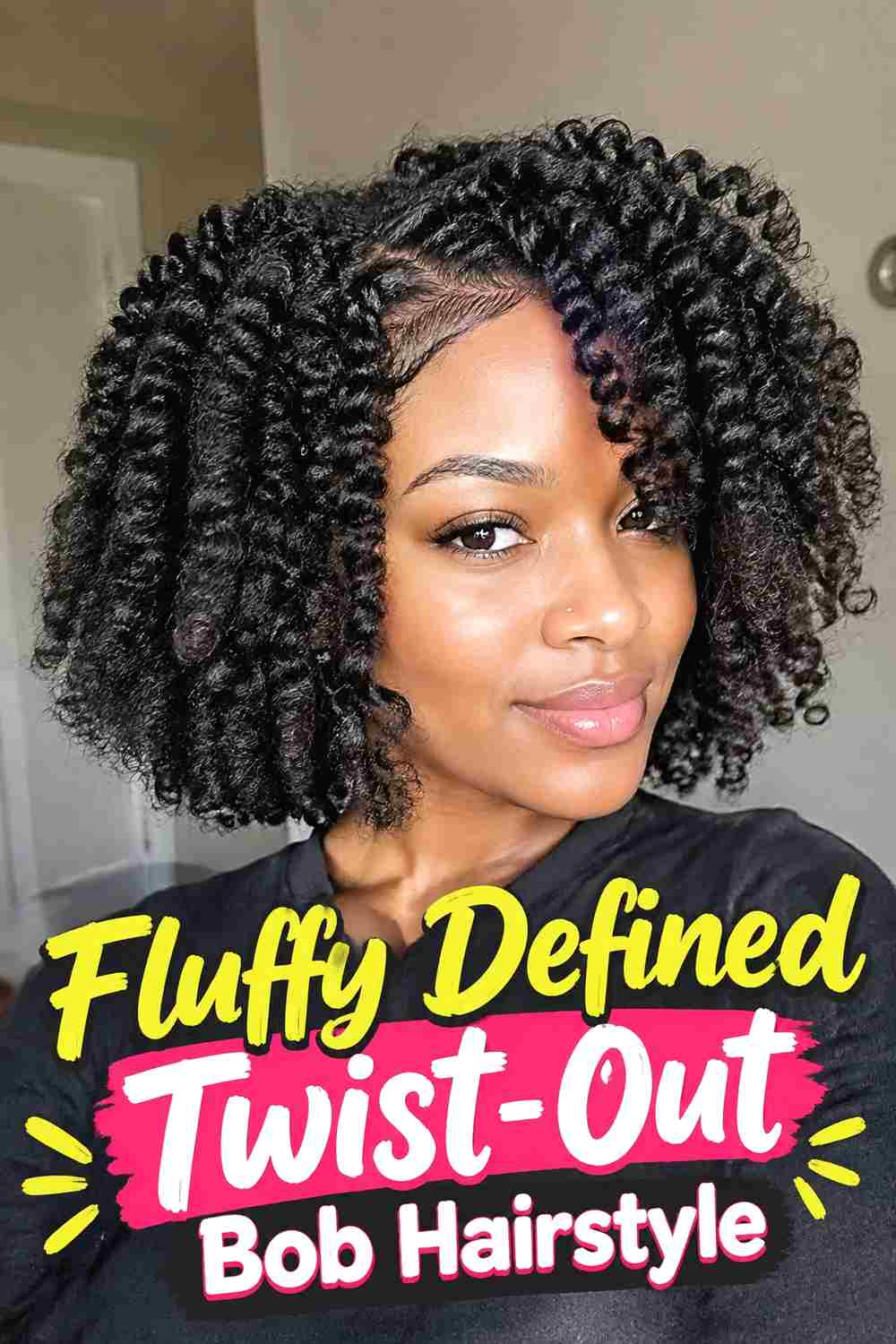 6. Fluffy Defined Twist Out Bob Hairstyle