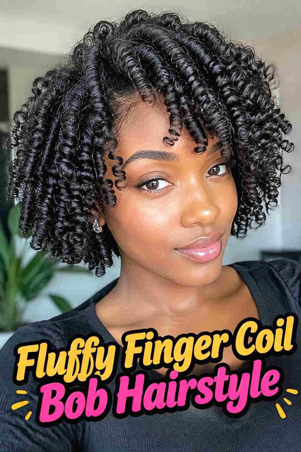 10. Fluffy Finger Coil Bob Hairstyle