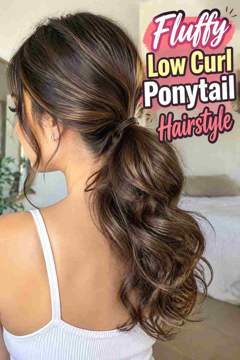 2. Fluffy Low Curl Ponytail Hairstyle