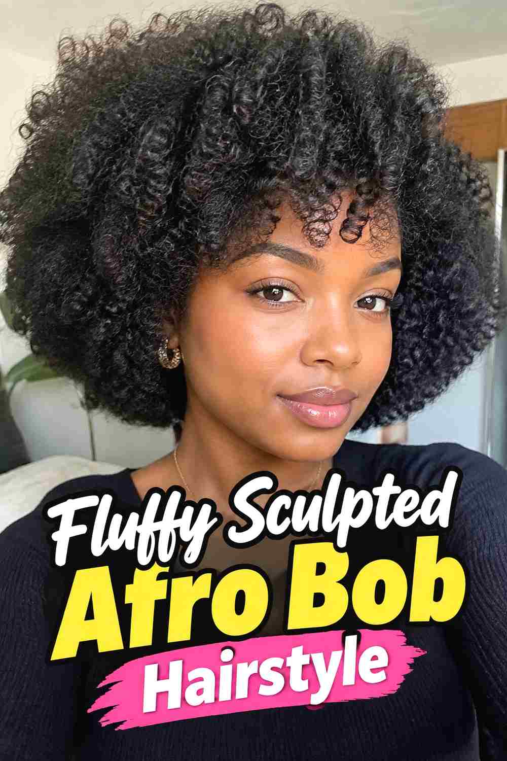 7. Fluffy Sculpted Afro Bob Hairstyle