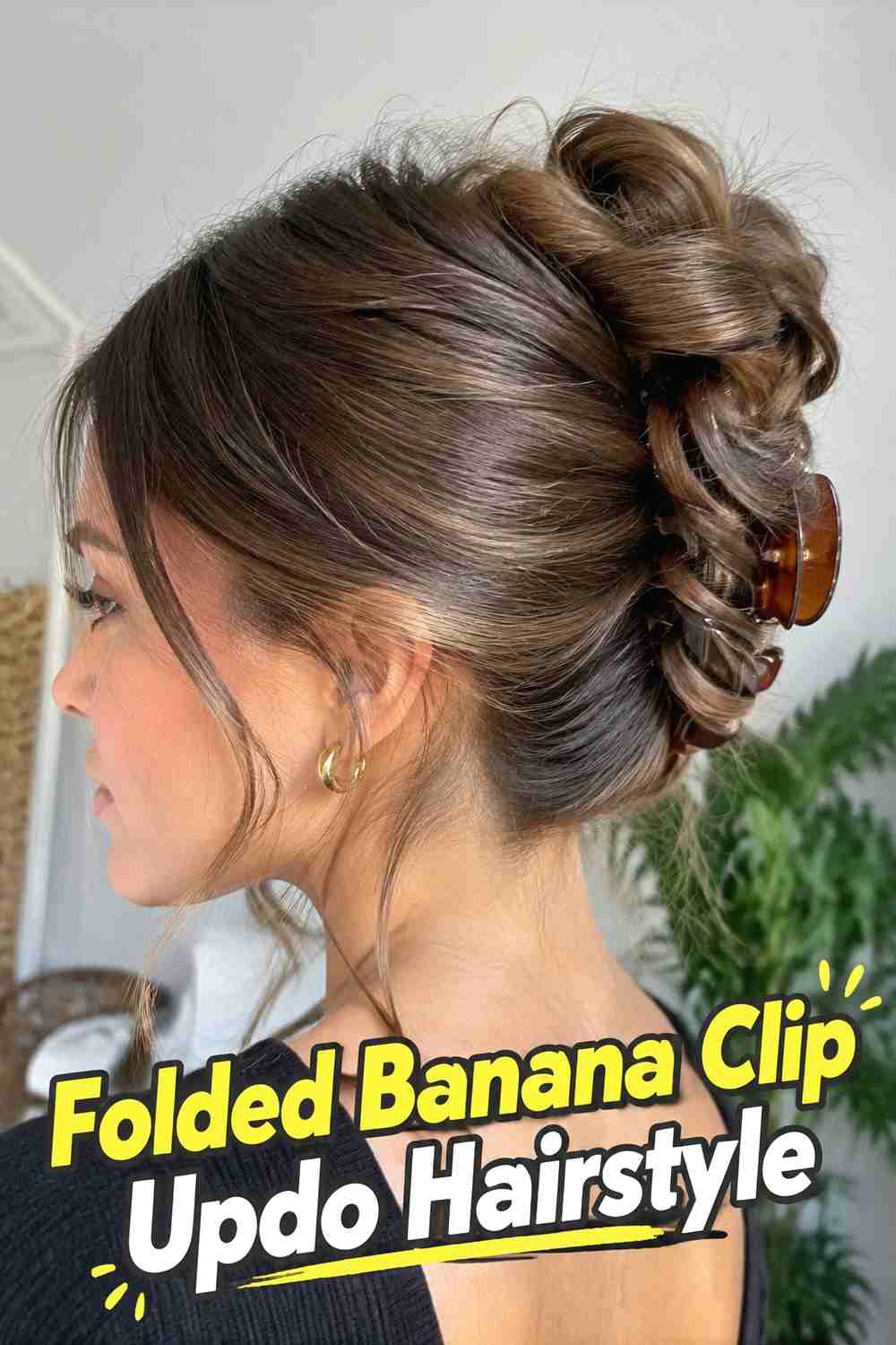 13. Folded Banana Clip Updo Hairstyle