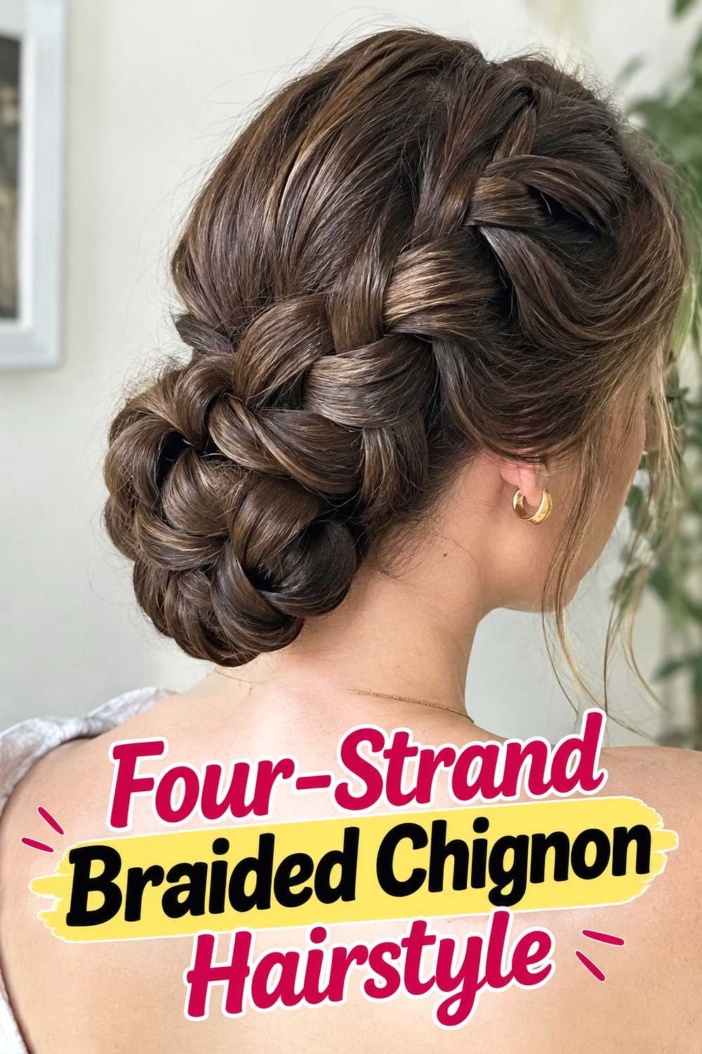 8. Four Strand Braided Chignon Hairstyle