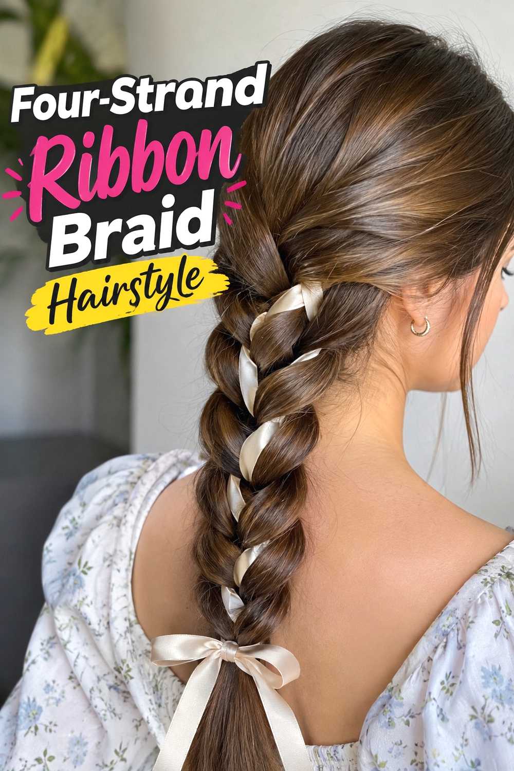 8. Four Strand Ribbon Braid Hairstyle