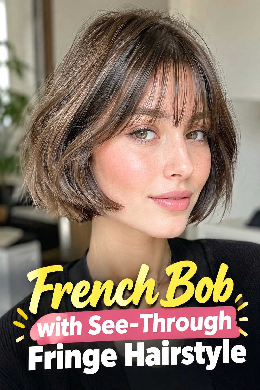 7. French Bob With See Through Fringe Hairstyle