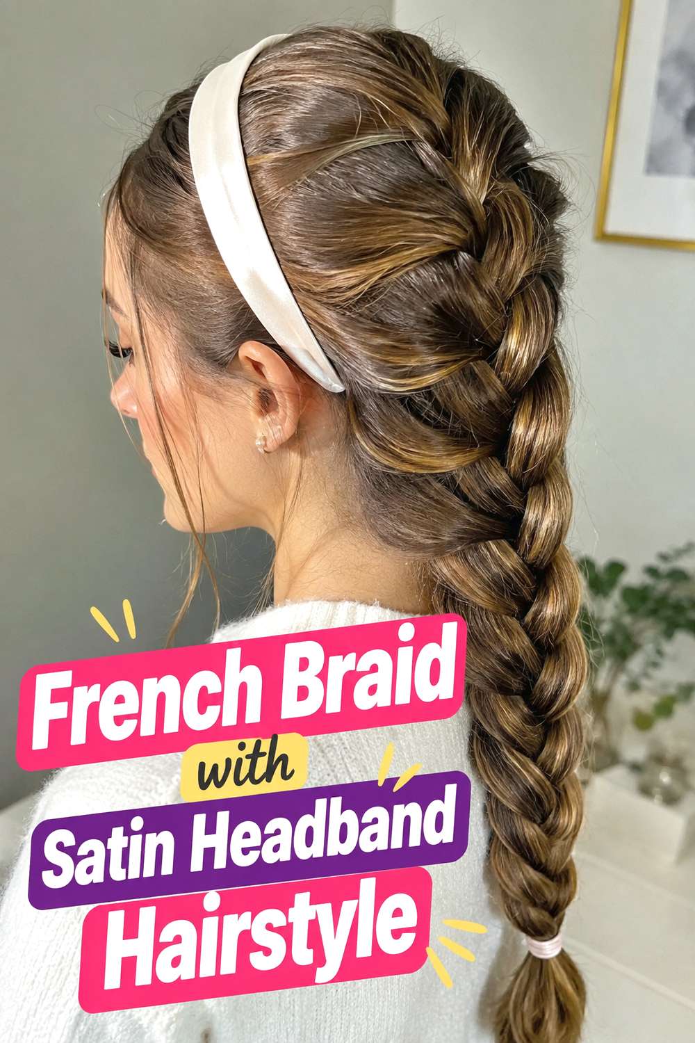 French Braid with Satin Headband Hairstyle