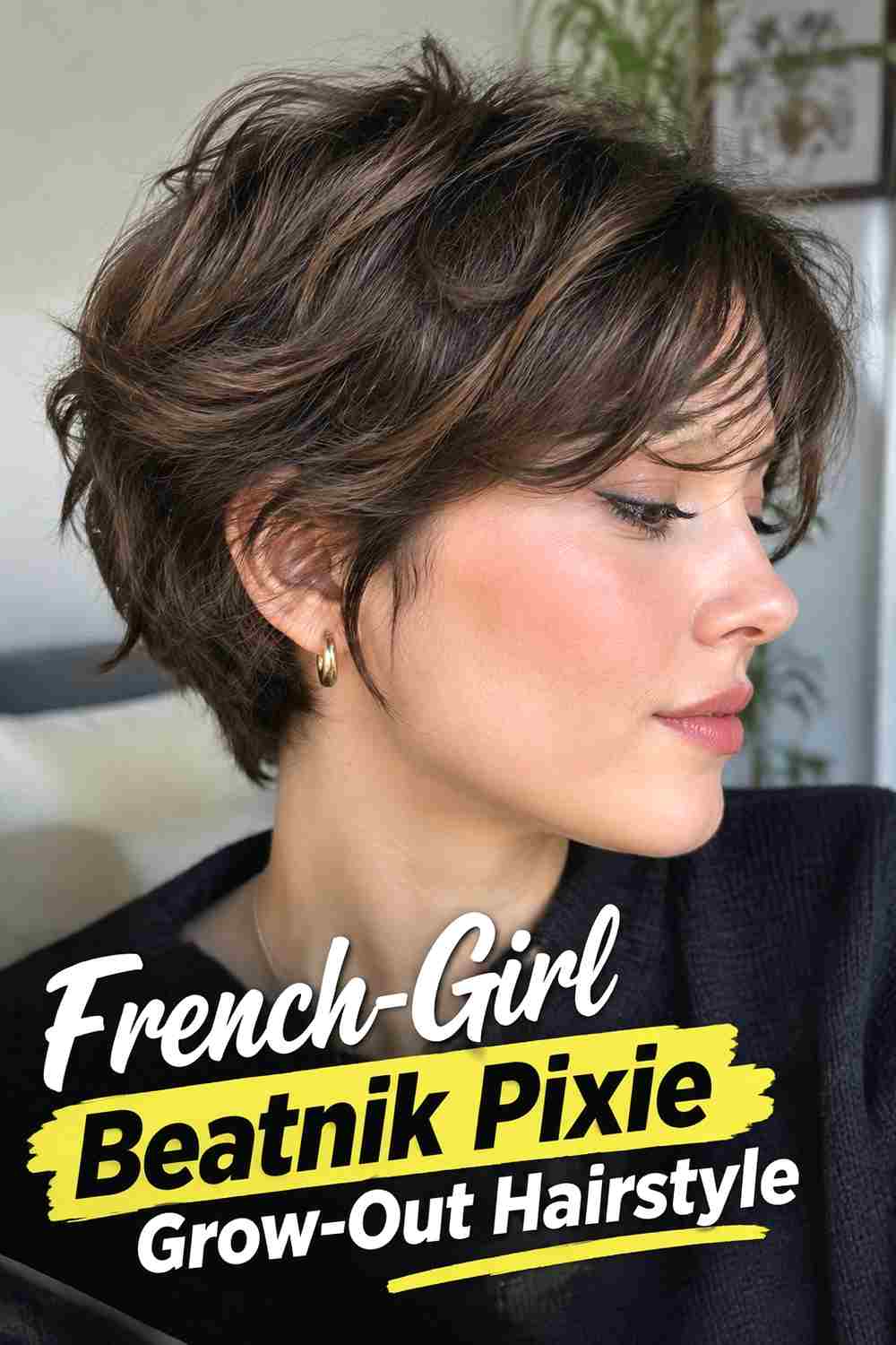 12. French Girl Beatnik Pixie Grow Out Hairstyle