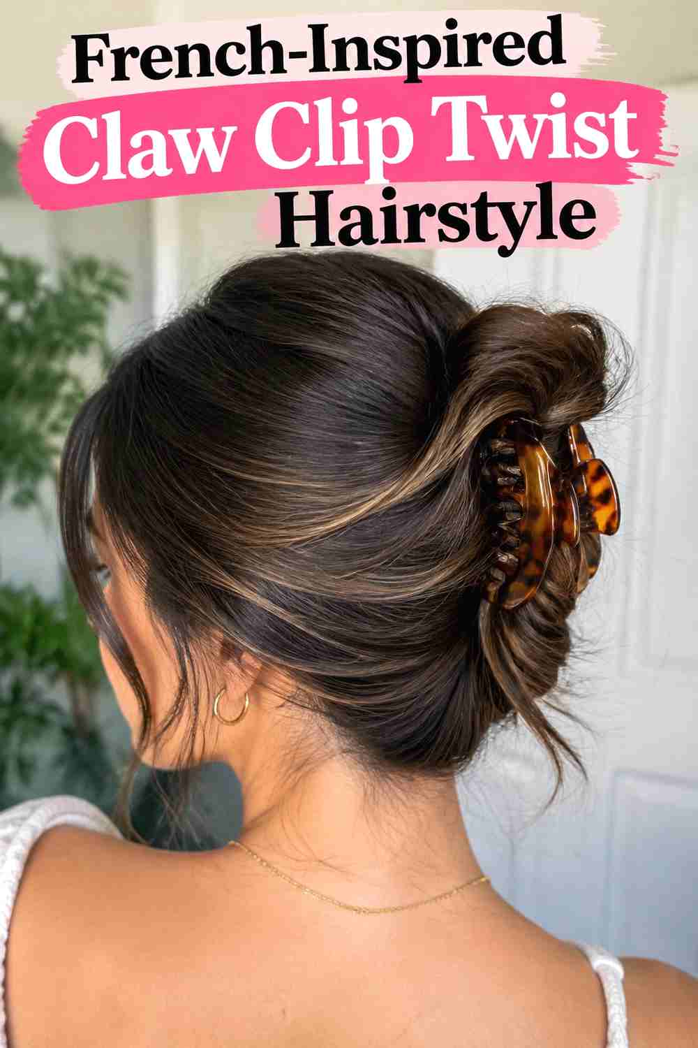 2. French Inspired Claw Clip Twist Hairstyle
