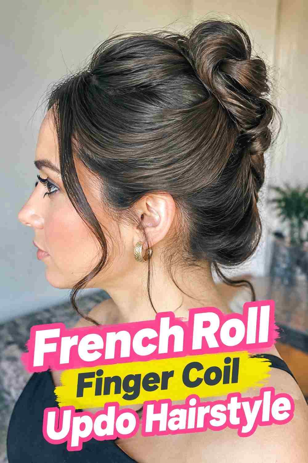 10. French Roll Finger Coil Updo Hairstyle