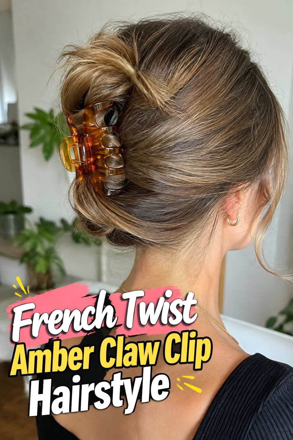 1. French Twist Amber Claw Clip Hairstyle