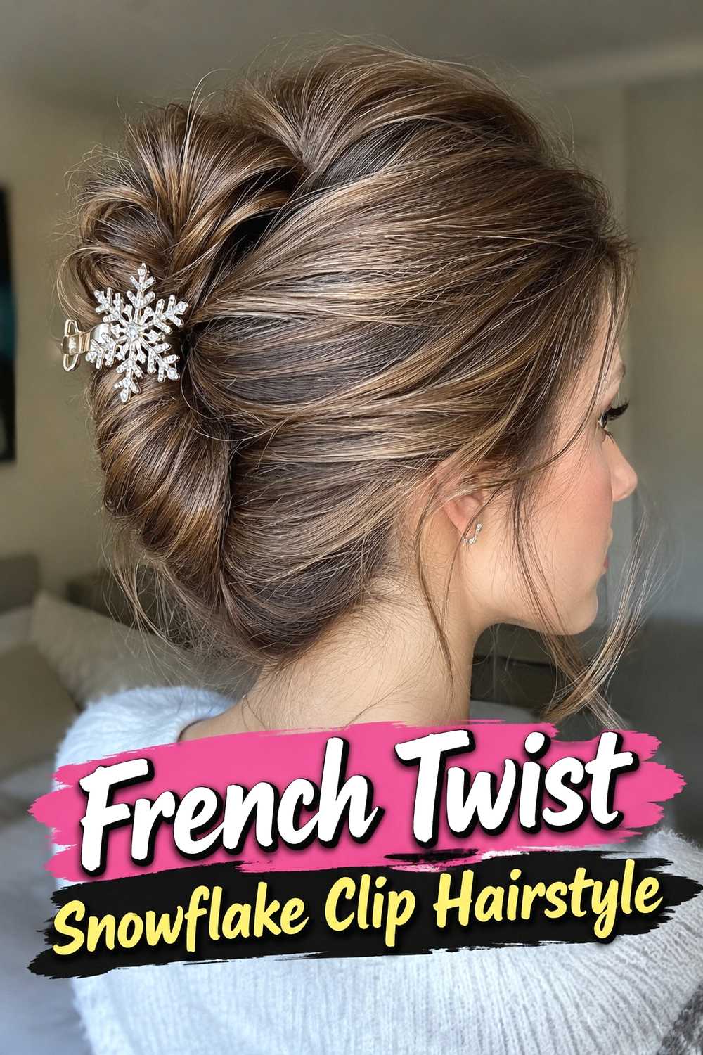 7. French Twist Snowflake Clip Hairstyle
