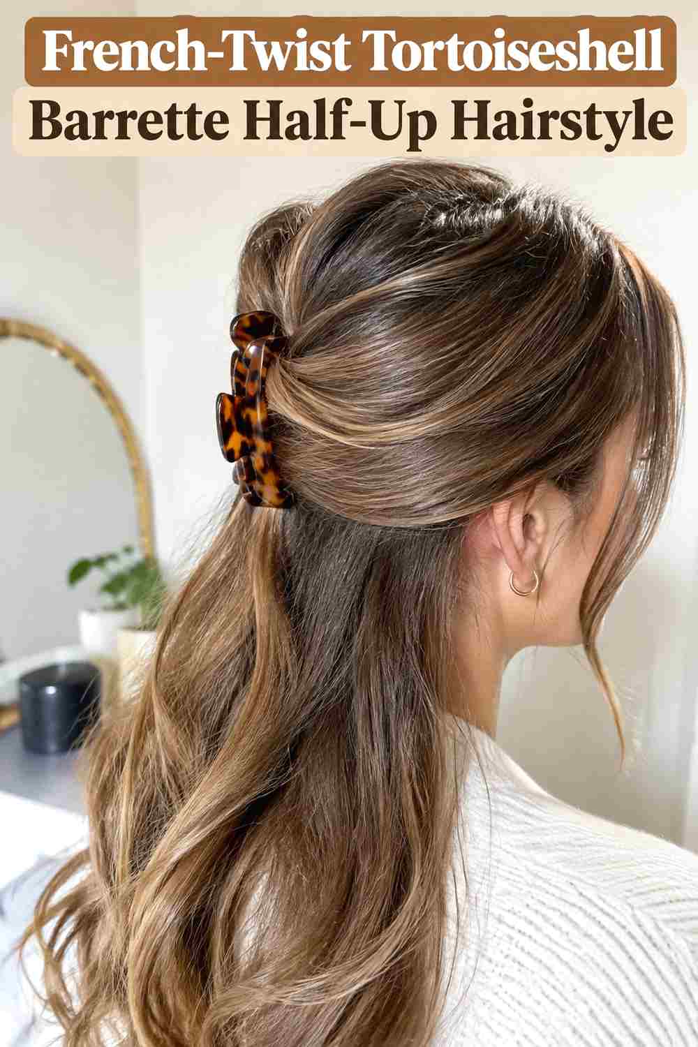13. French Twist Tortoiseshell Barrette Half Up Hairstyle
