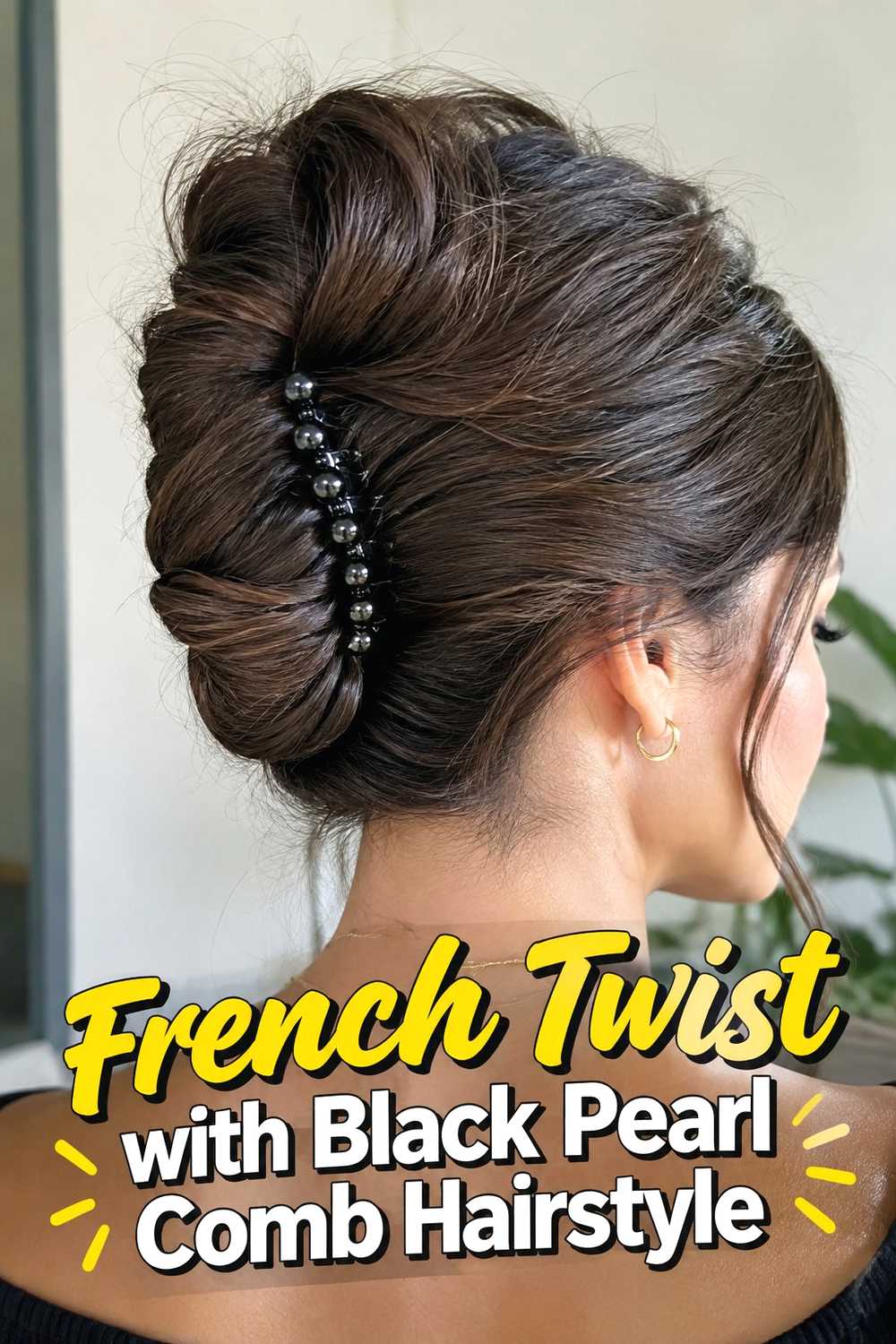 4. French Twist With Black Pearl Comb Hairstyle