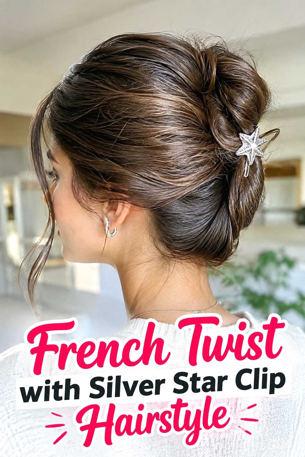 10. French Twist With Silver Star Clip Hairstyle