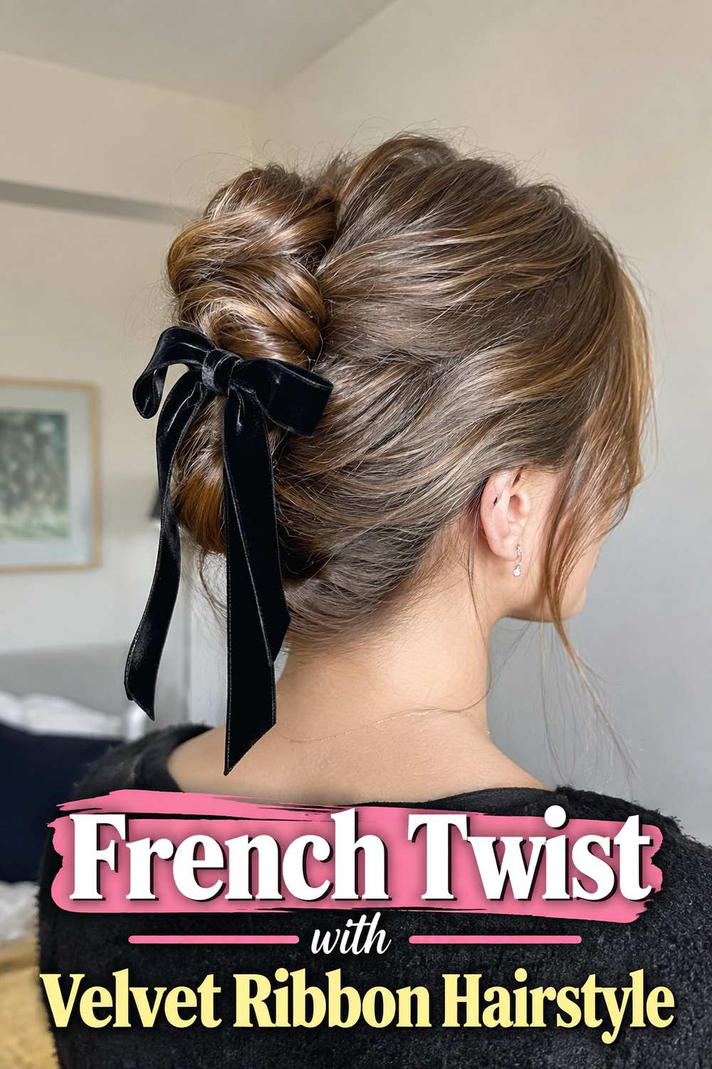 French Twist with Velvet Ribbon Hairstyle