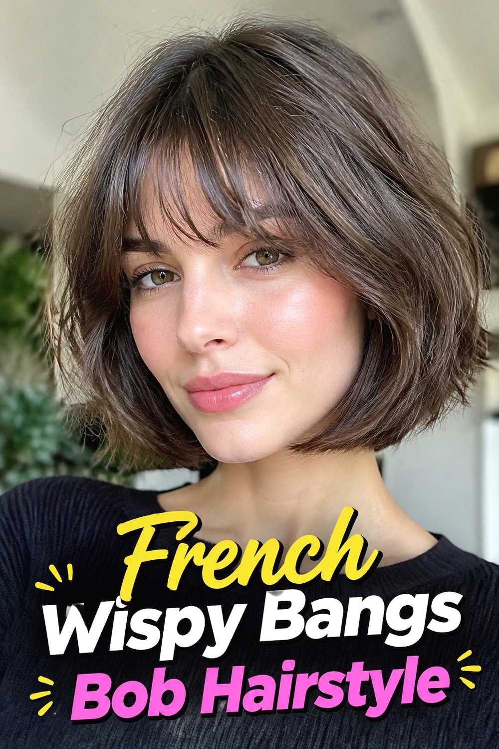 5. French Wispy Bangs Bob Hairstyle