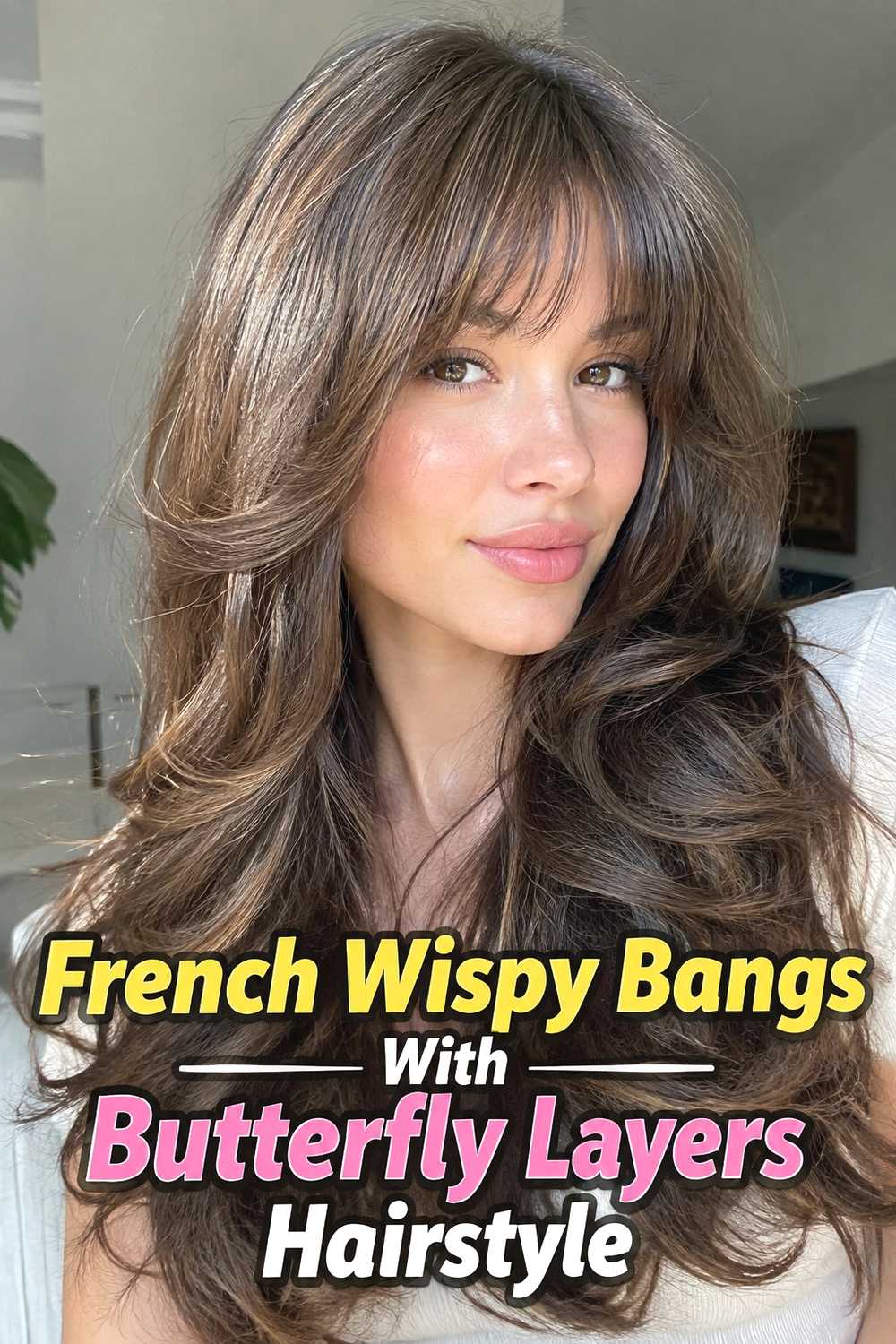 5. French Wispy Bangs With Butterfly Layers Hairstyle