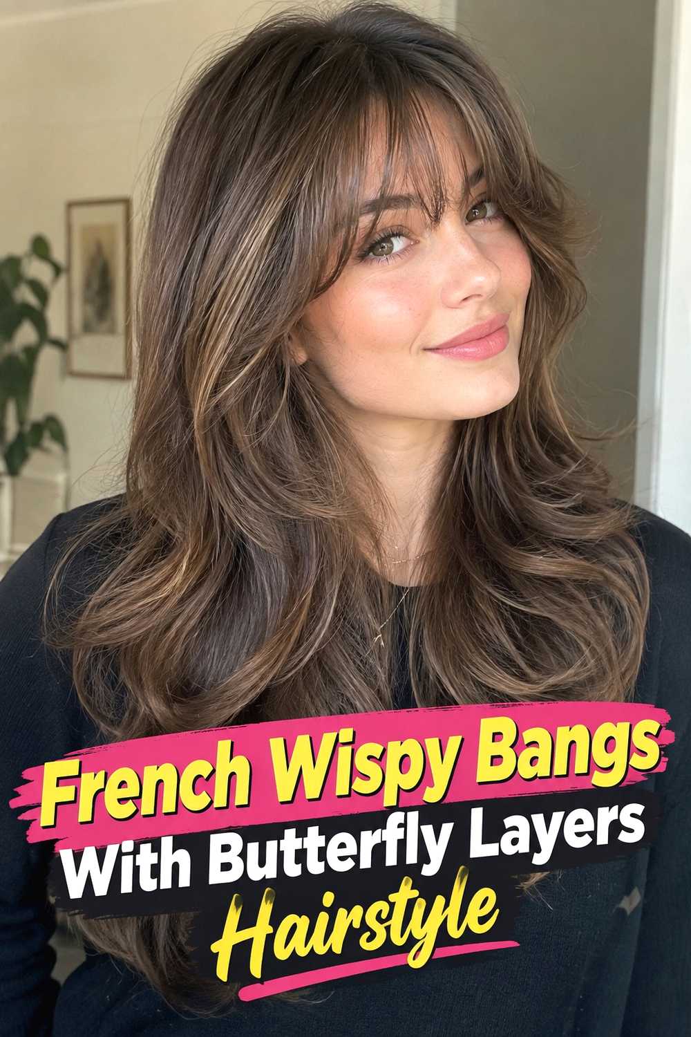 7. French Wispy Bangs With Butterfly Layers Hairstyle
