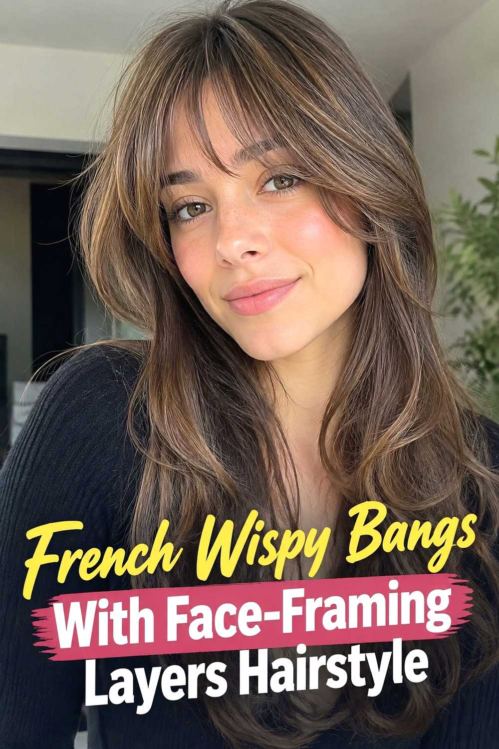 4. French Wispy Bangs With Face Framing Layers Hairstyle