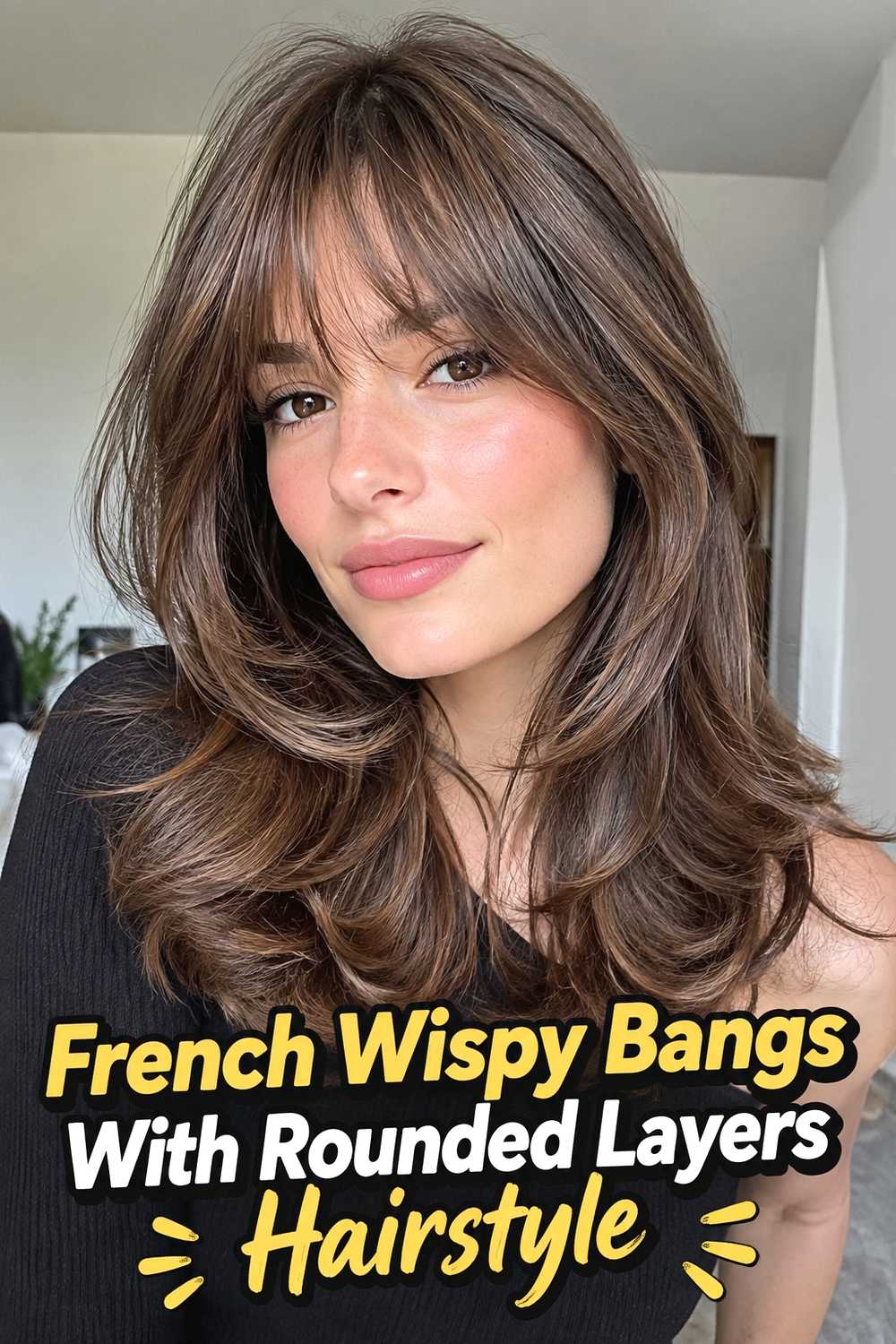 16. French Wispy Bangs With Rounded Layers Hairstyle