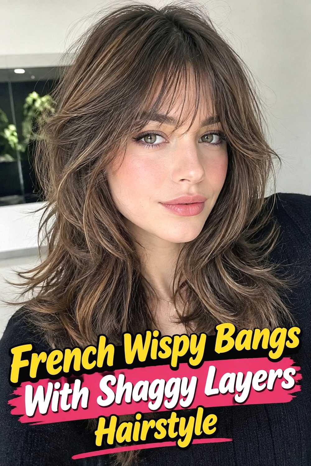 11. French Wispy Bangs With Shaggy Layers Hairstyle