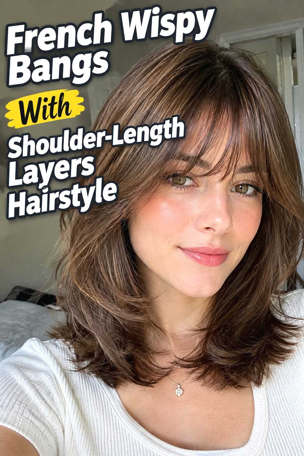 13. French Wispy Bangs With Shoulder Length Layers Hairstyle