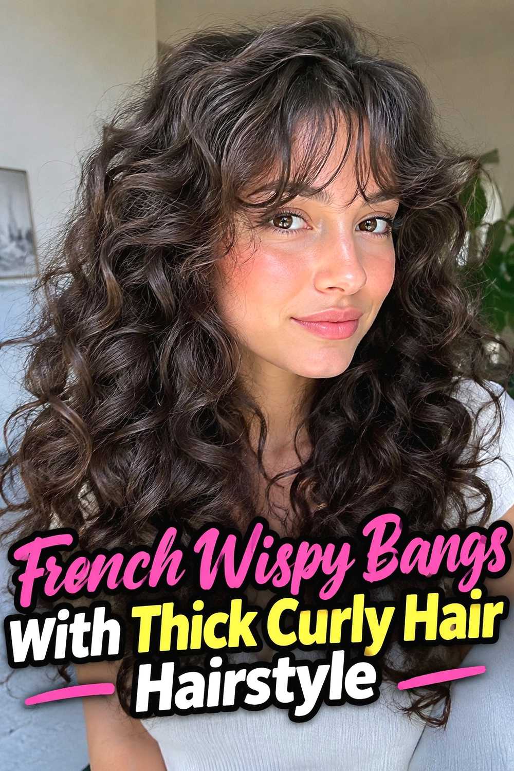 15. French Wispy Bangs With Thick Curly Hair Hairstyle