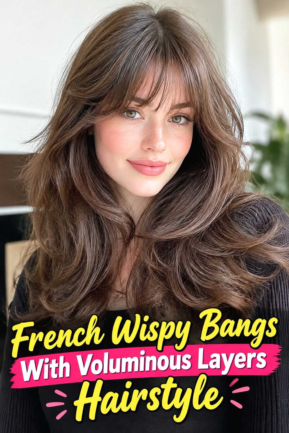 8. French Wispy Bangs With Voluminous Layers Hairstyle