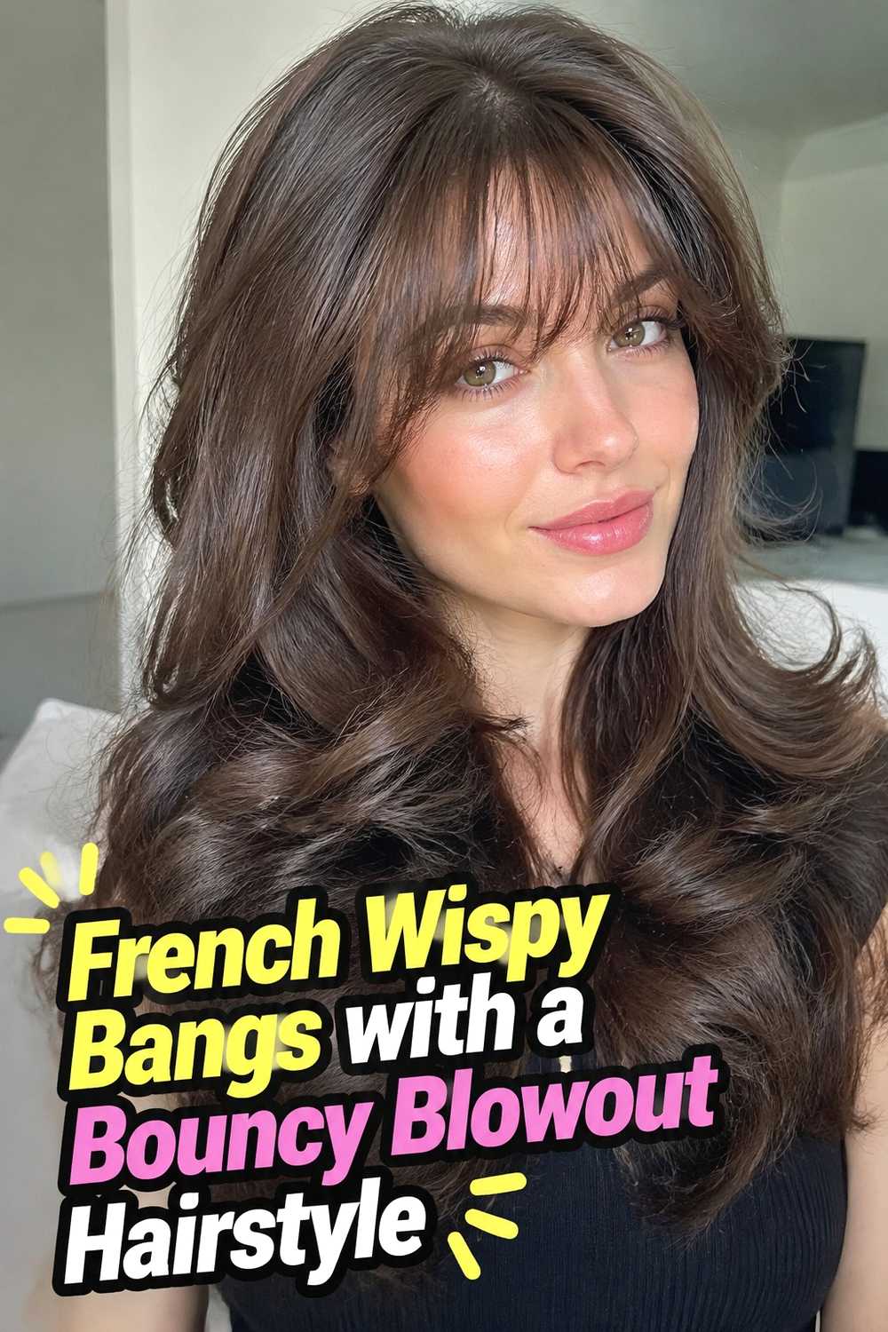 12. French Wispy Bangs With A Bouncy Blowout Hairstyle