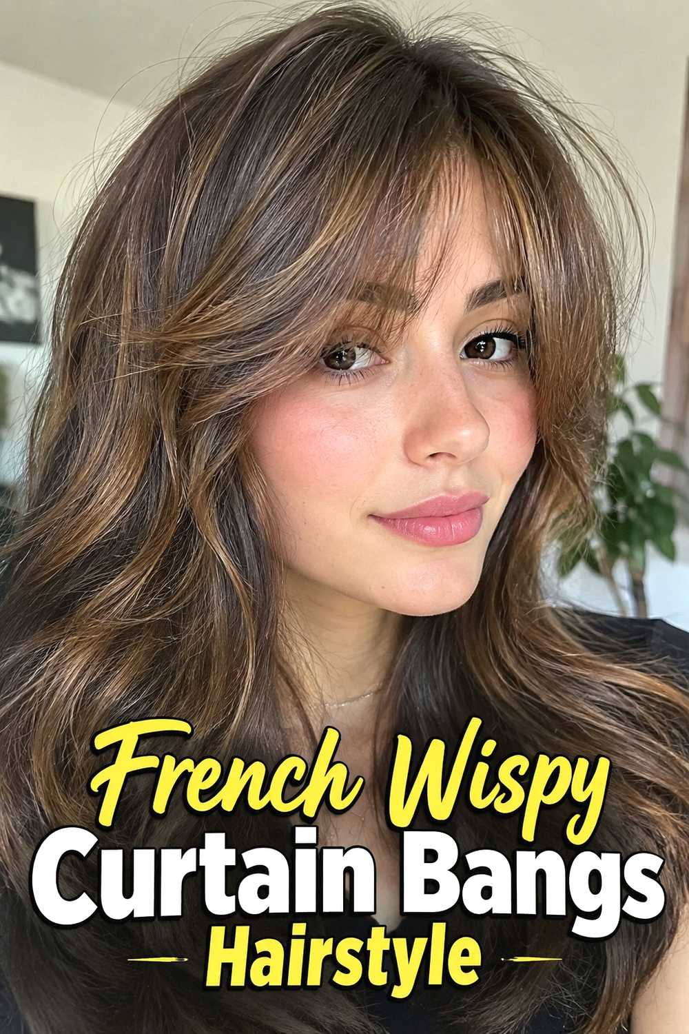 6. French Wispy Curtain Bangs Hairstyle