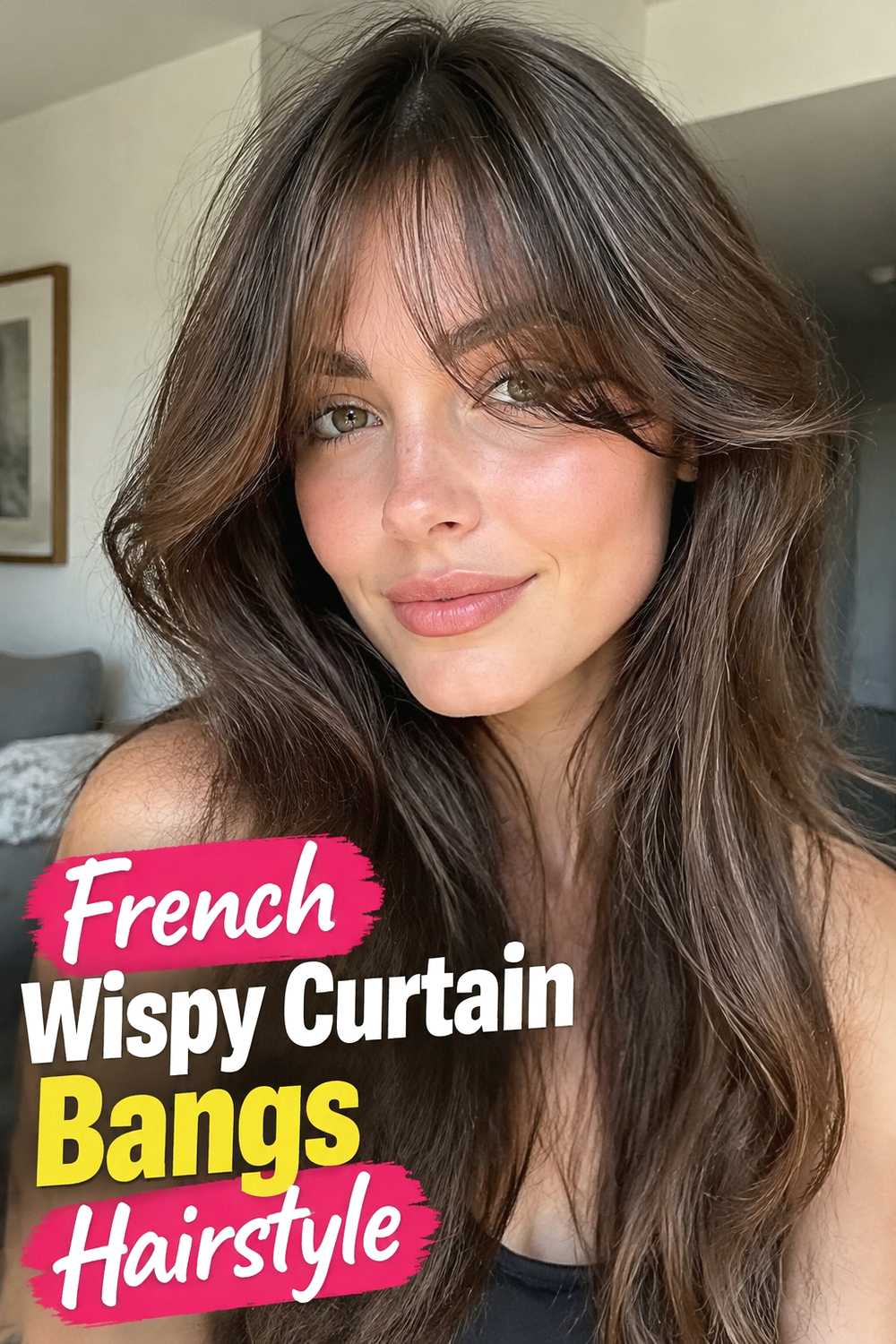 4. French Wispy Curtain Bangs Hairstyle