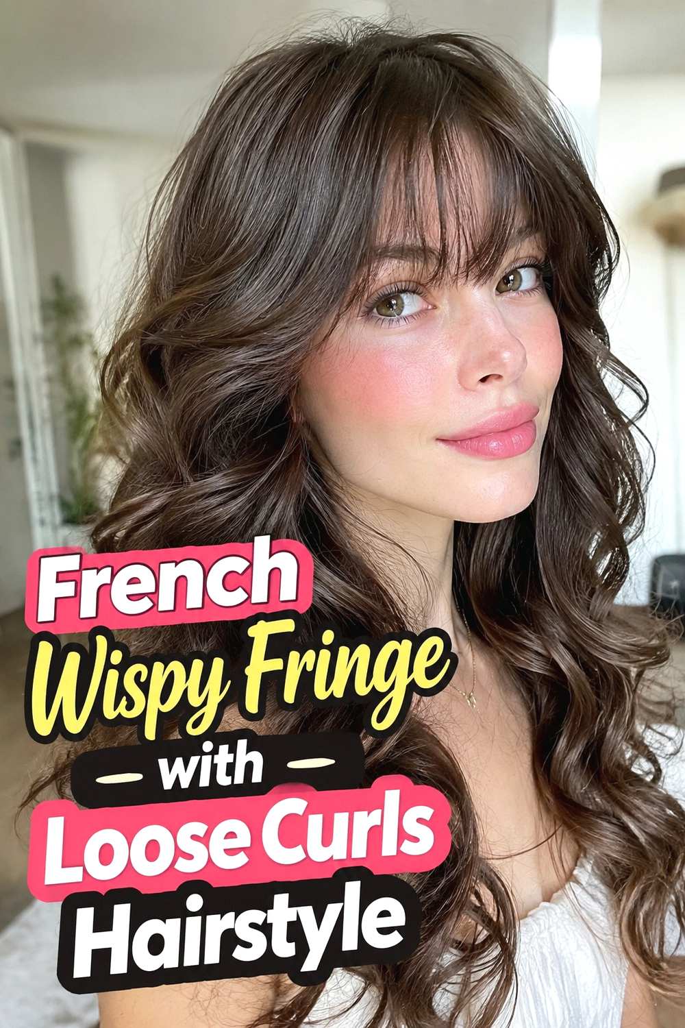 10. French Wispy Fringe With Loose Curls Hairstyle
