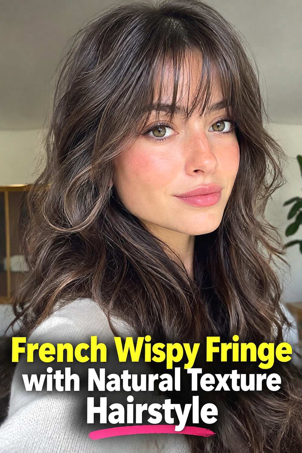 17. French Wispy Fringe With Natural Texture Hairstyle