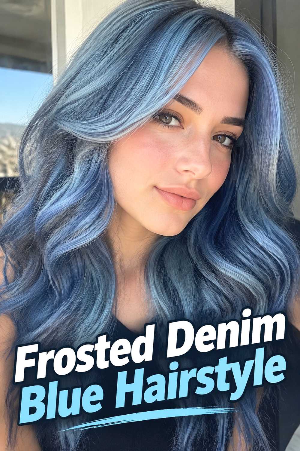 3. Frosted Denim Blue Hairstyle